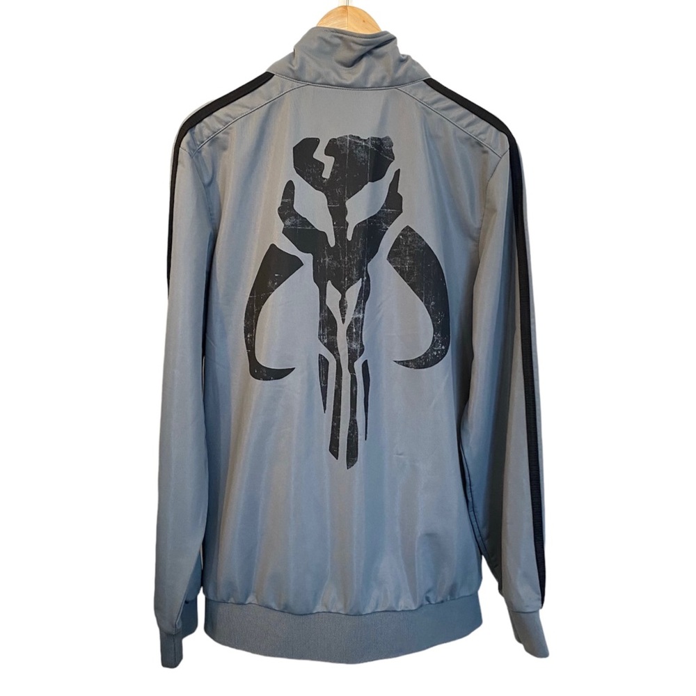 Star Wars Bobba Fett Mandalorian Grey Track Jacket Men’s Large Disney Bad Batch